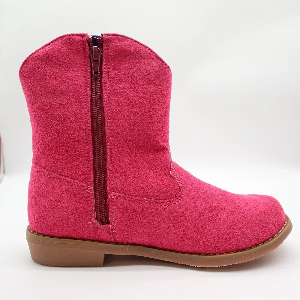 L'Amour Western Boots Girls Size 2 Fuchsia Textile Studded V8400 Cowgirl Pink
